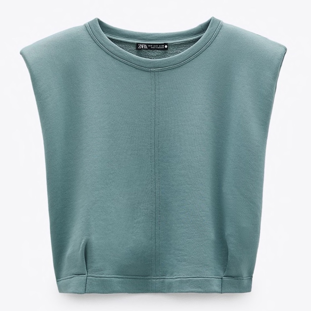 New Zara SWEATSHIRT WITH SHOULDER PADS sz.L